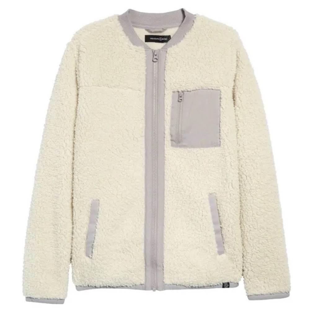 BIN#6 - TREASURE & BOND Girl’s M(8/10) Ivory Shadow Fleece Jacket
